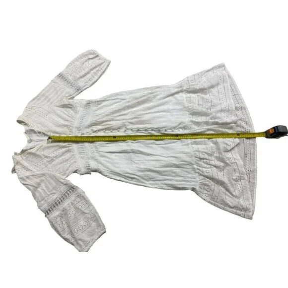 Anthropologie Boho Lace Ebba Midi Dress Size 6 3/4 Sleeve White Eyelet - Picture 3 of 8